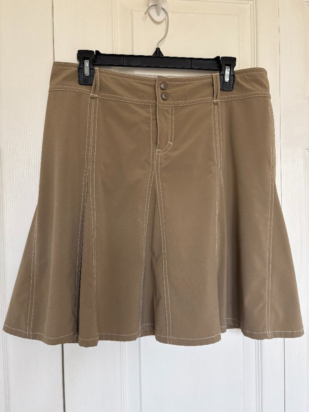 Athleta Tan Khaki Paneled Activewear Skort Built-In Shorts Size 10P